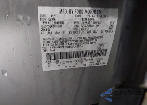 2011 Ford Explorer Limited from USA, damaged, VIN 1FMHK7F89BGA48265